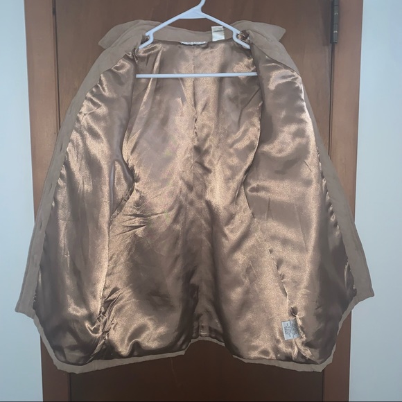 Women’s Large (L) LEMON GRASS Tan Washable Suede Lined Button Up Quilted Coat EC - Picture 8 of 8